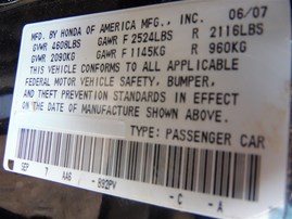 2007 ACURA TL BLACK 3.2 AT A21322